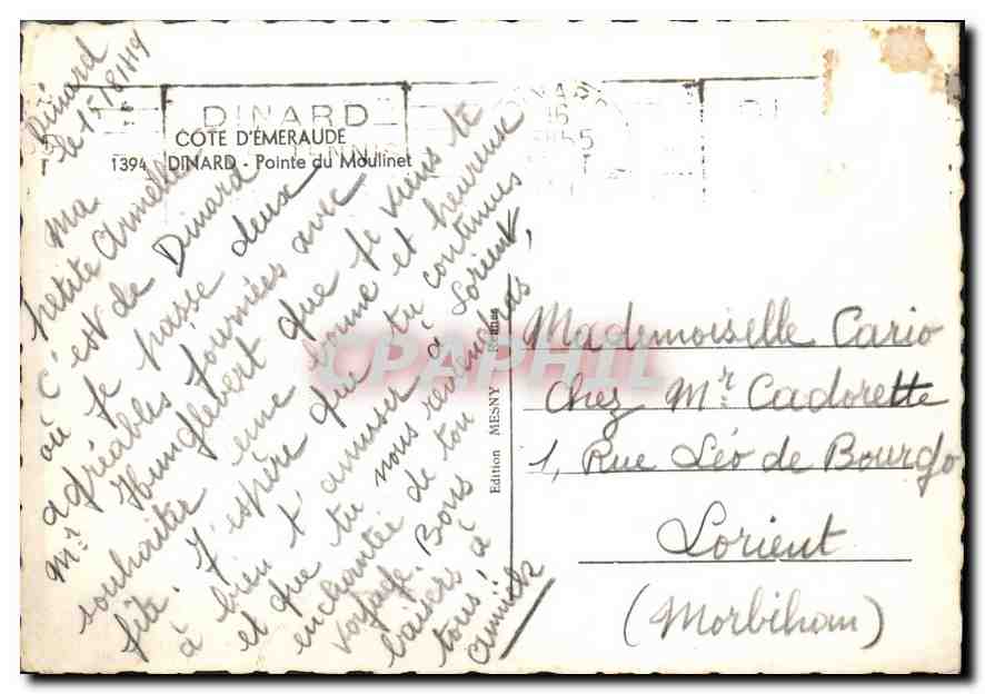 CPA Cote d'Emeraude Dinard Pointe du Moulinet  — Rückseite