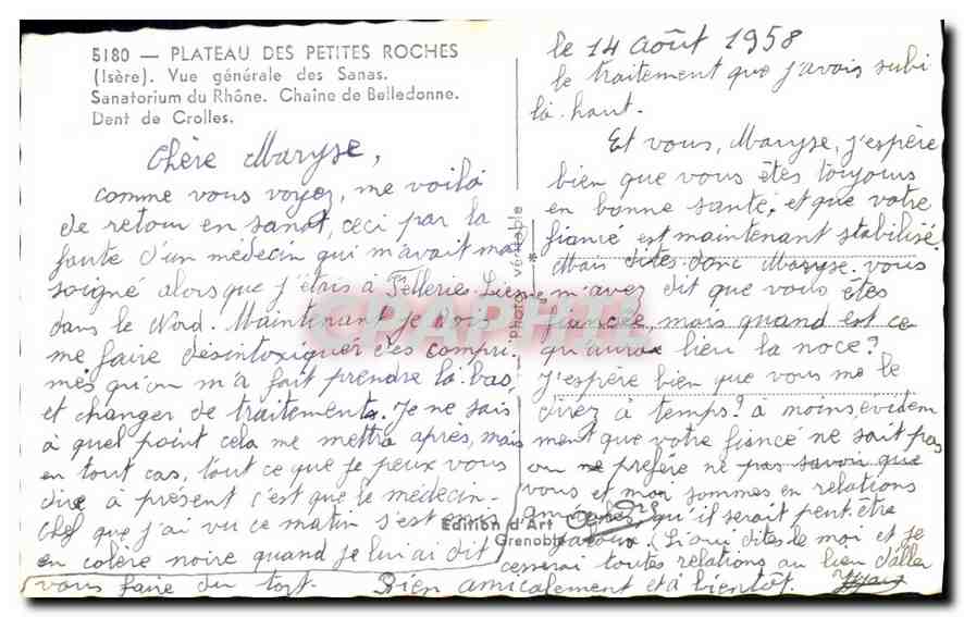CPA Les Petites Roches  — Verso