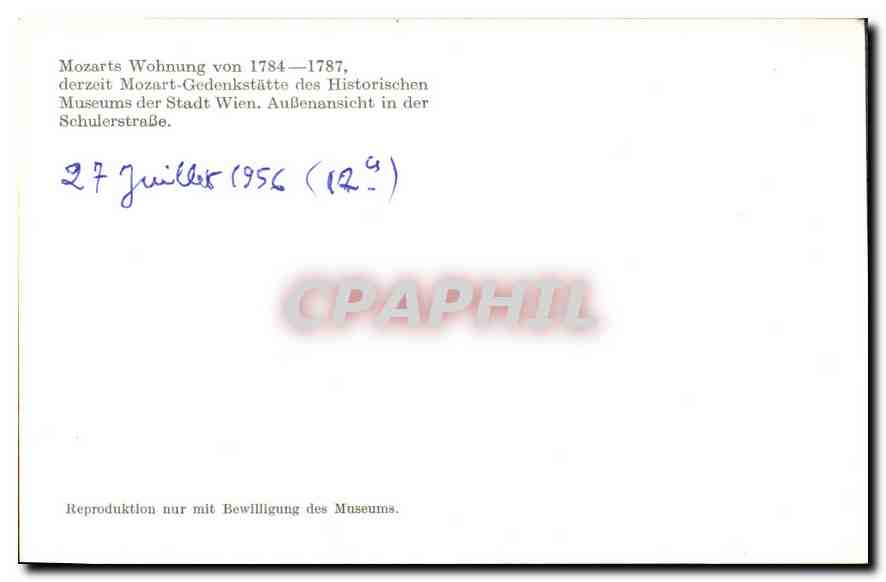 CPM Mozarts Wohnung von 1784 1787 derzeit Mozart Gedenkstatte des Historischen Wien — Back