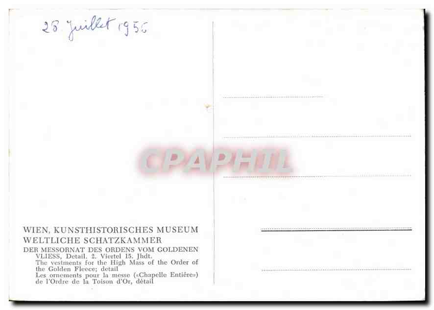 CPM Wien Kunsthistorisches Museum Weltliche Schatzkammer  — Rückseite