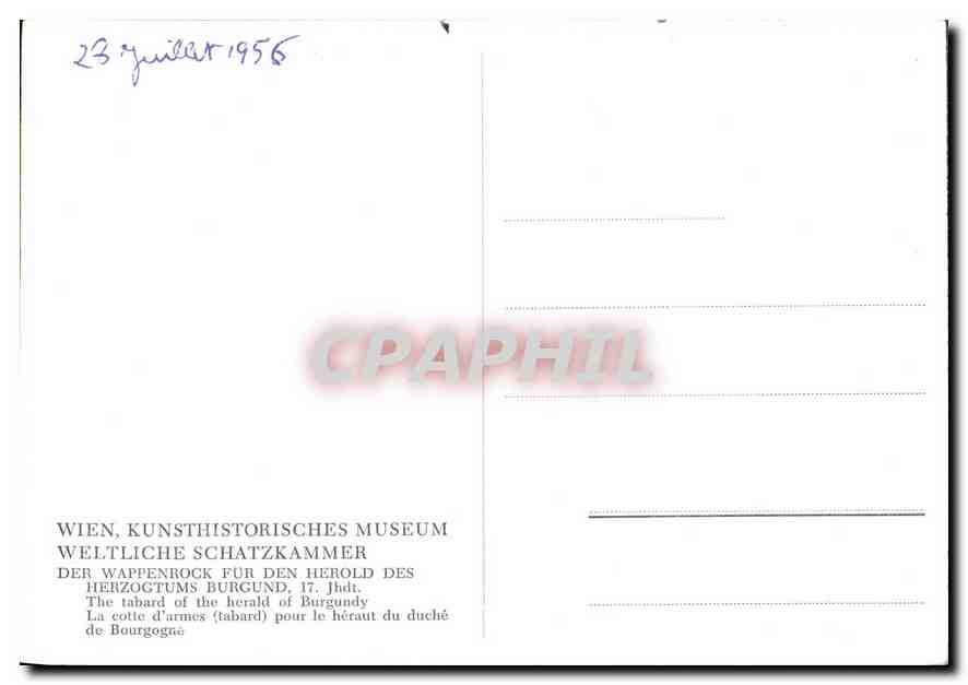 CPM Wien Kunsthistorisches Museum Weltliche Schatzkammer Der Wappenrock fur den herold des herzogtum — Rückseite