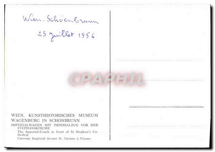 CPM Wien Kunsthistorisches Museum Wagenburg in Schonbrunn Imperialwagen mit imperialzug vor der Step — Back