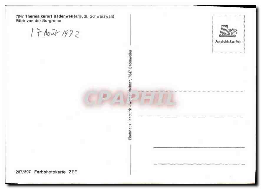 CPM Thermalkurort Badenweiler sudi Schwarzwald  — Rückseite