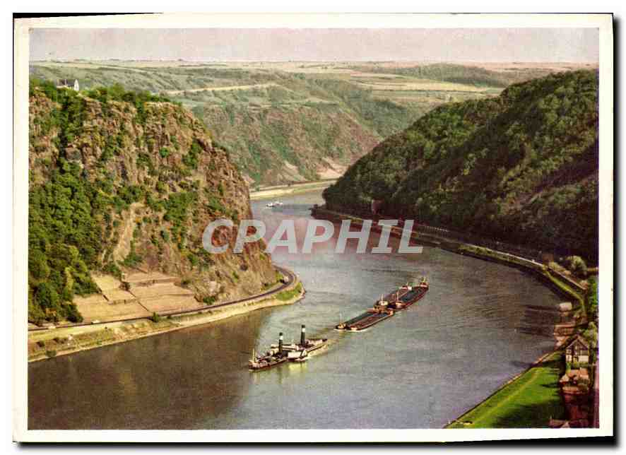 Le Rhin et la vallée rocheuse — La Loreley — éditeur Unimail-Schützungs-Verlag, n° 104
