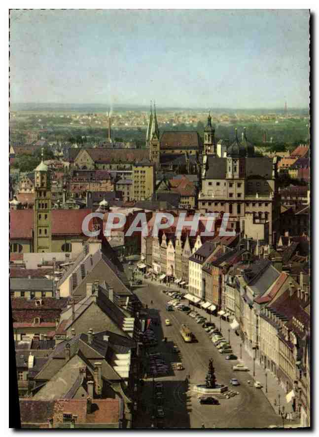 CPA Augsburg Maximilianstrasse und Turme der Stadt 
