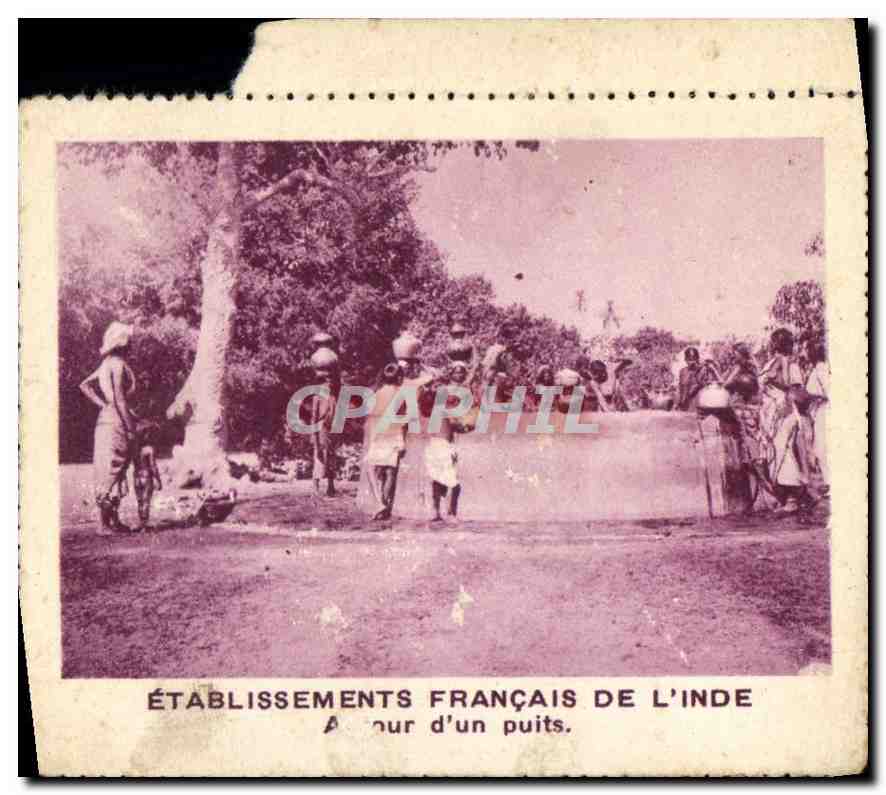 Établissements français de l'Inde — Scène autour d'un puits — CPAPHIL - Anverso