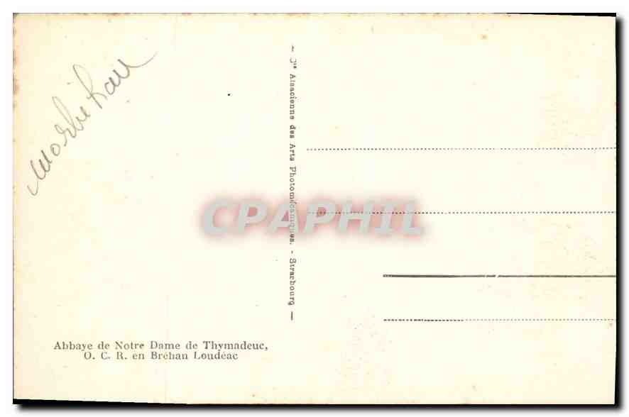 CPA Vue generale Sud Abbaye de Notre Dame de Thymadeuc  — Rückseite