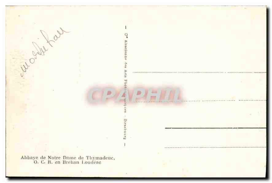 CPA La Salle Capitulaire Abbaye de Notre Dame de Thymadeuc — Rückseite