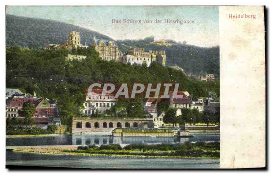 CPA Das Schloss von der Hirschgasse Heidelberg (en relief)