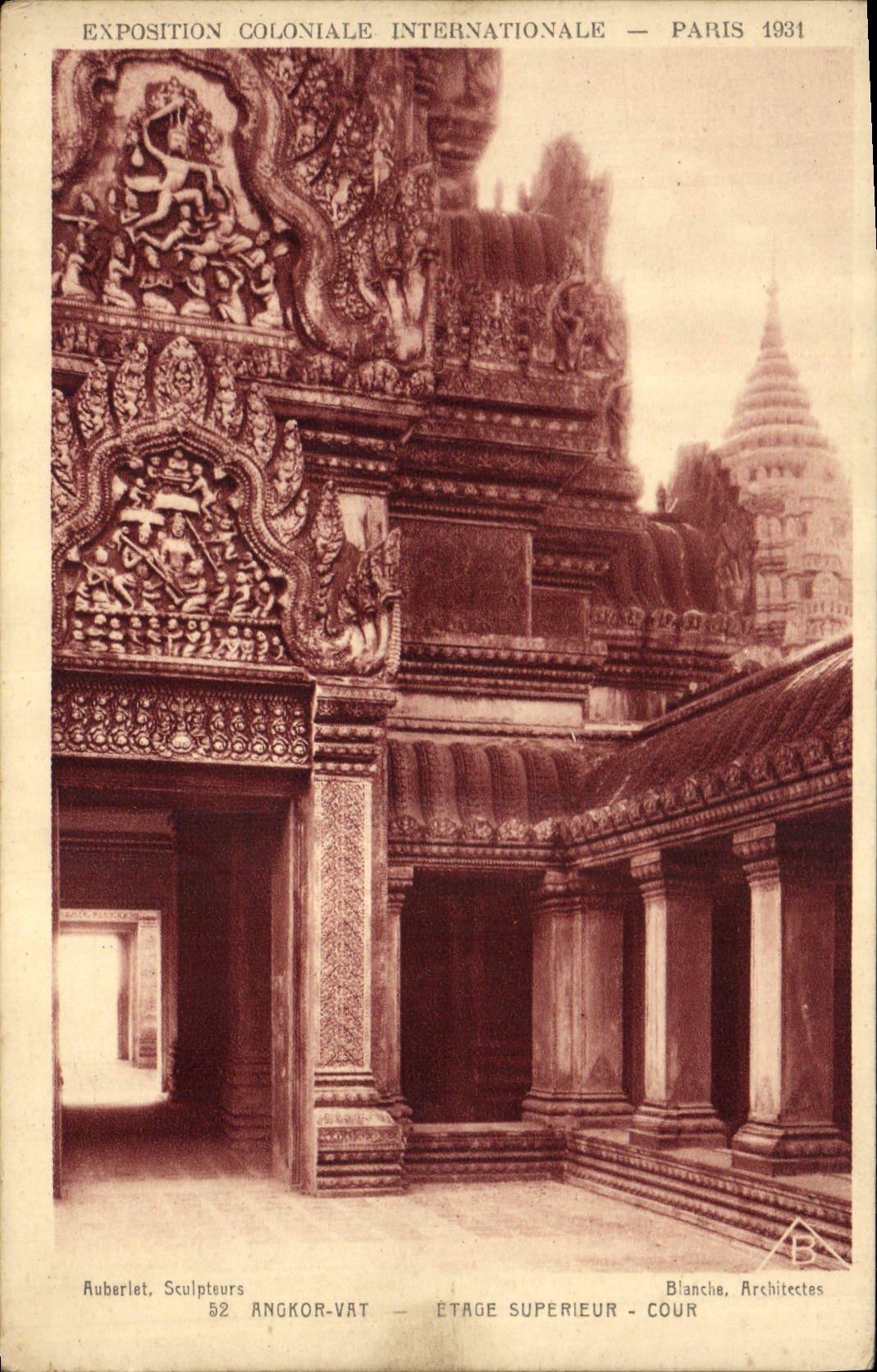 CPA Exposition Coloniale Internationale Paris 1931 Angkor Vat Etage Superieur Cour 