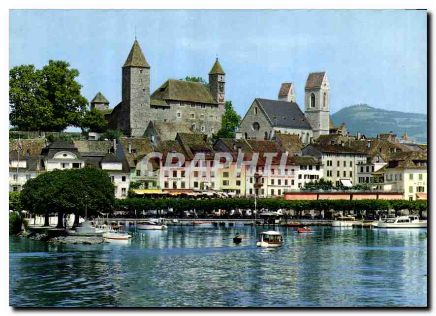 Rapperswil — vue du château et de la ville sur le lac — Photoglob-Wehrli AG, Zürich