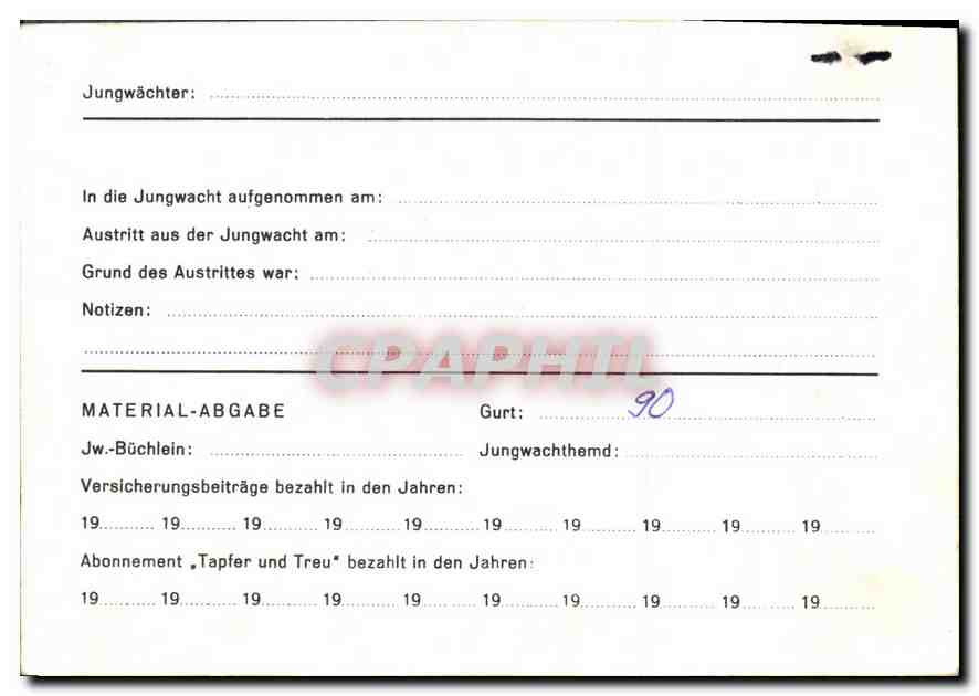 Carte lettre Beitritt zur Jungwacht Rapperswill Rudolf — Verso