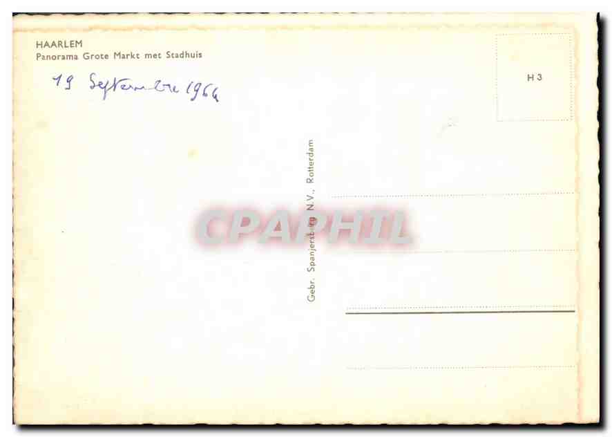 CPM Haarlem Panorama Grote Markt met Stadhuis  — Rückseite