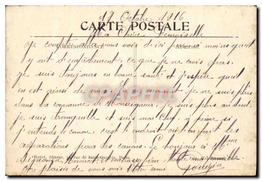Hangest-en-Santerre — Der Platz — Visé à Paris N° 180. Krieg 1914-1915 — Rückseite