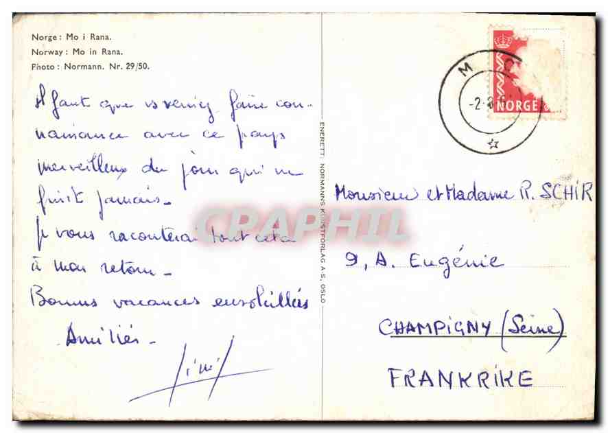 CPA Norge Mo i Rana  — Verso