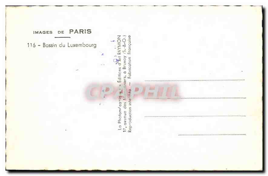 CPM Image de Paris Bassin du Luxembourg Enfants Bateaux — Rückseite