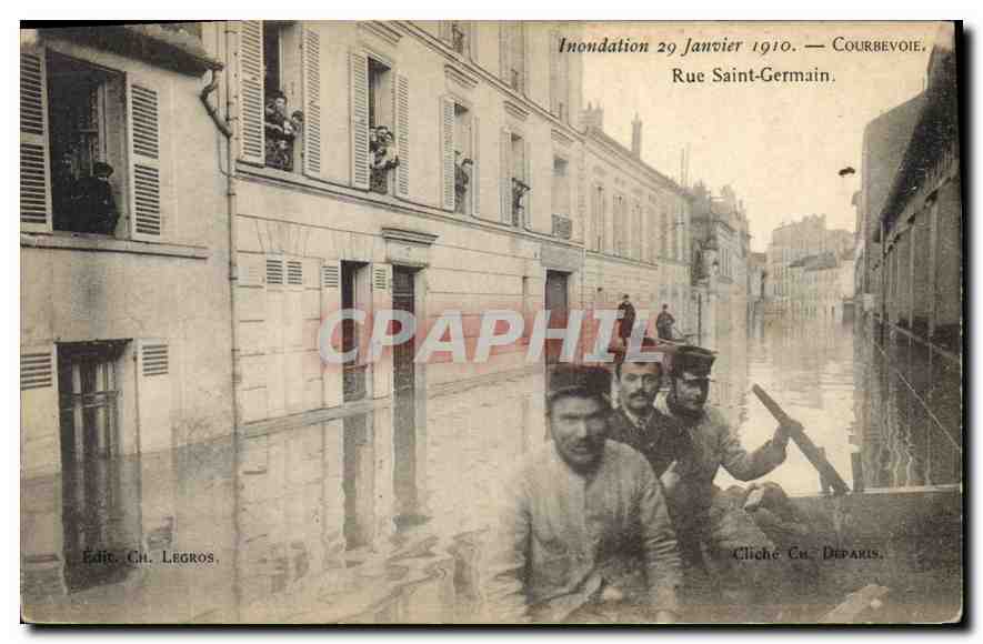 CPA Inondation 29 janvier 1910 Courbevoie Rue Saint Germaine 