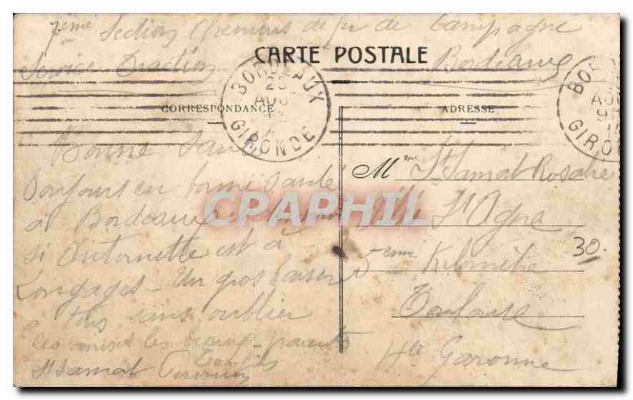 CPA Bordeaux La Rue Vital Cyries et les fleches de la Cathedrale  — Verso