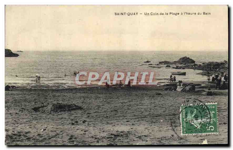 CPA Saint Quay Un coin de la Plage a l'heure du Bain 