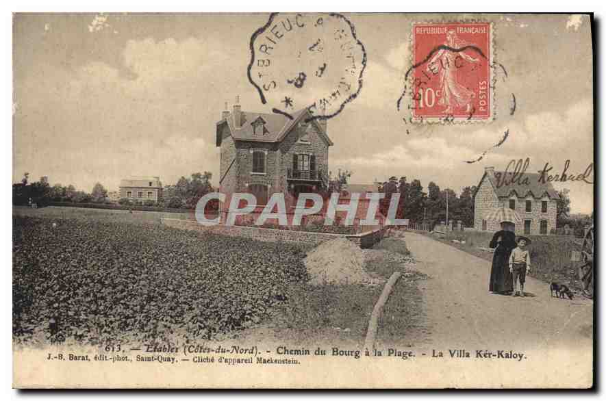 Étable (Côtes-du-Nord) — Chemin du Bourg à la Plage — La Villa Kér-Kaloy — J.-B. Barat, édit.-phot., Saint-Quay