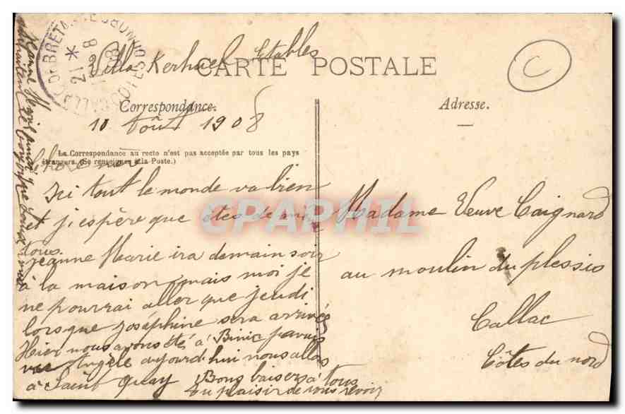 Étable (Côtes-du-Nord) — Chemin du Bourg à la Plage — La Villa Kér-Kaloy — J.-B. Barat, édit.-phot., Saint-Quay — Reverso