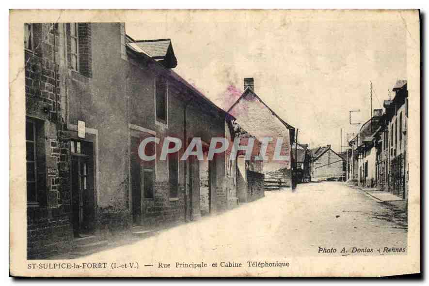 CPA St Sulpice la Foret Rue Principale et Cabine Telephonique 