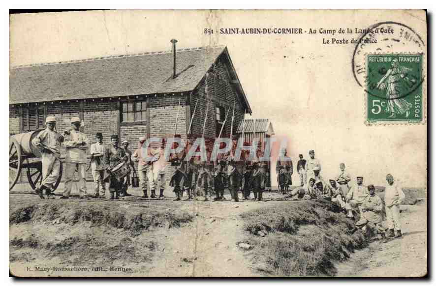 CPA Saint Aubin Du Cormier An camp de la Lande d'Once Militaria
