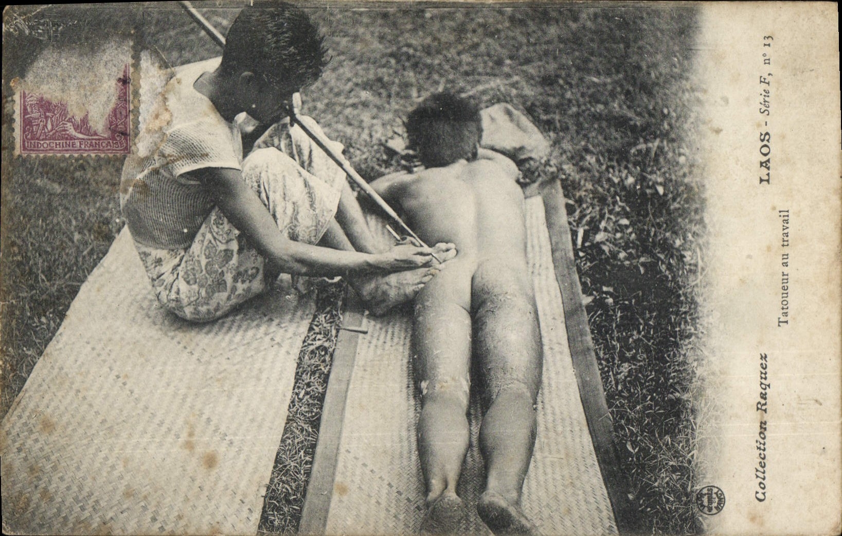 CPA Laos Tatoneur au travail Indochine 