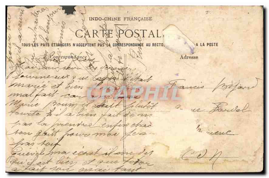 CPA Cochinchine Fumeur d'Opium fumant la pipe Indochine — Rückseite
