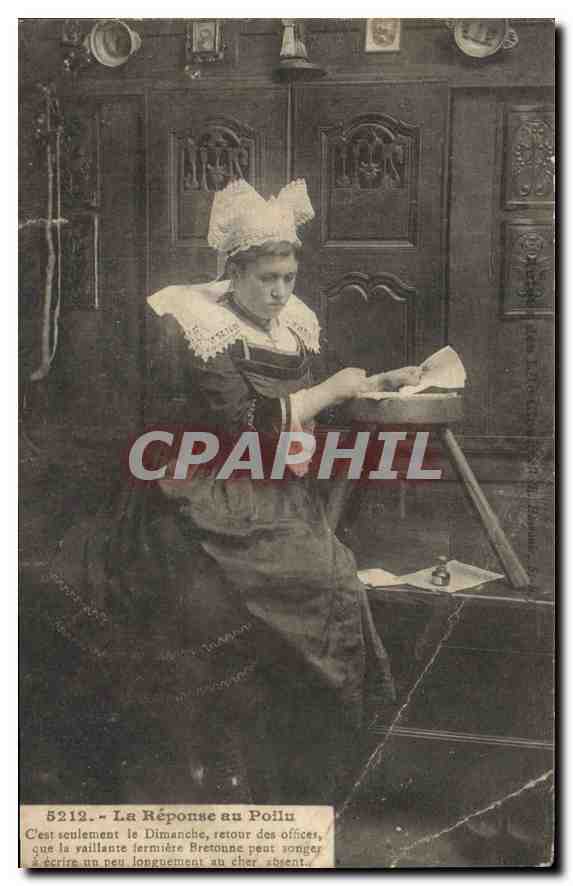 CPA Folklore Femme La Response au Poilu 