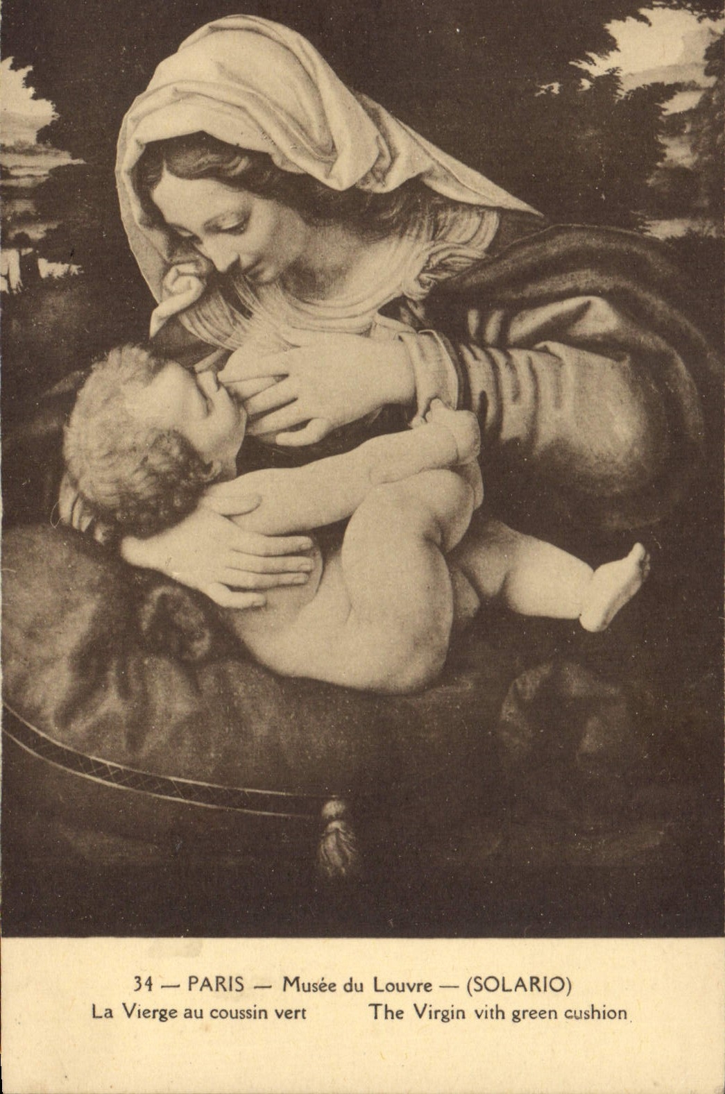 CPA Paris Musee du Louvre Solario La Vierge au coussin vert 