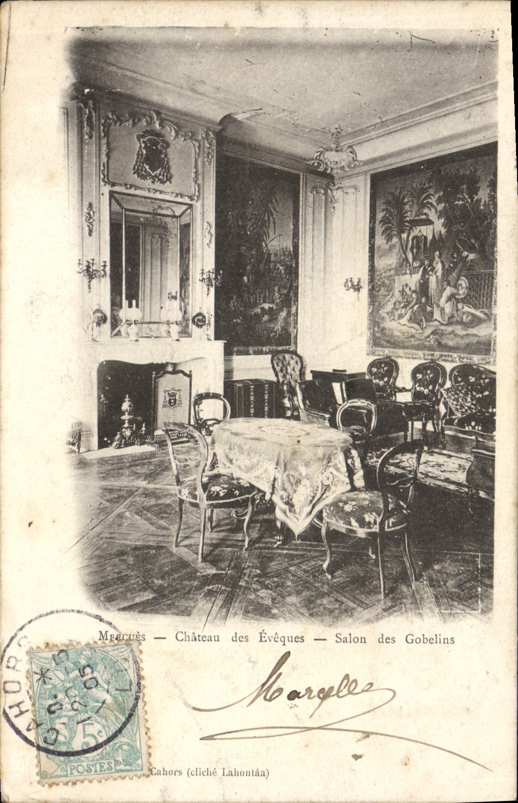 CPA Mercues Chateau des Eveques Salon des Gobelins 