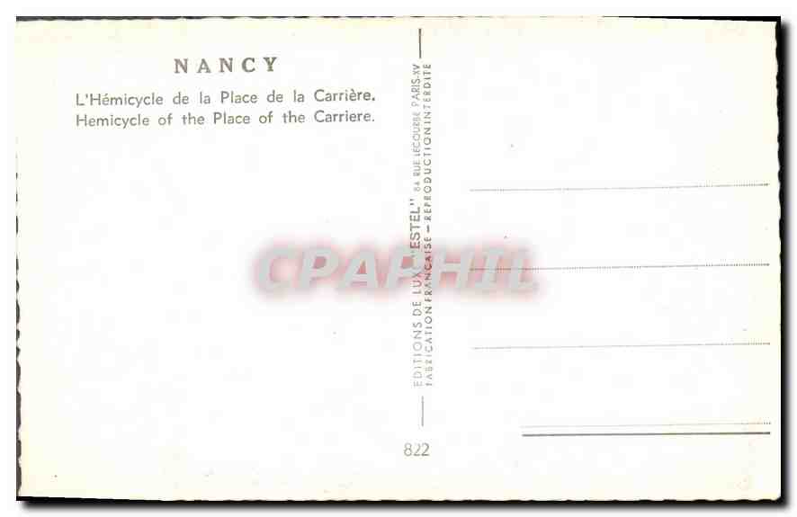 CPA Nancy L'Hemicycle de la Place de la Carriere  — Rückseite