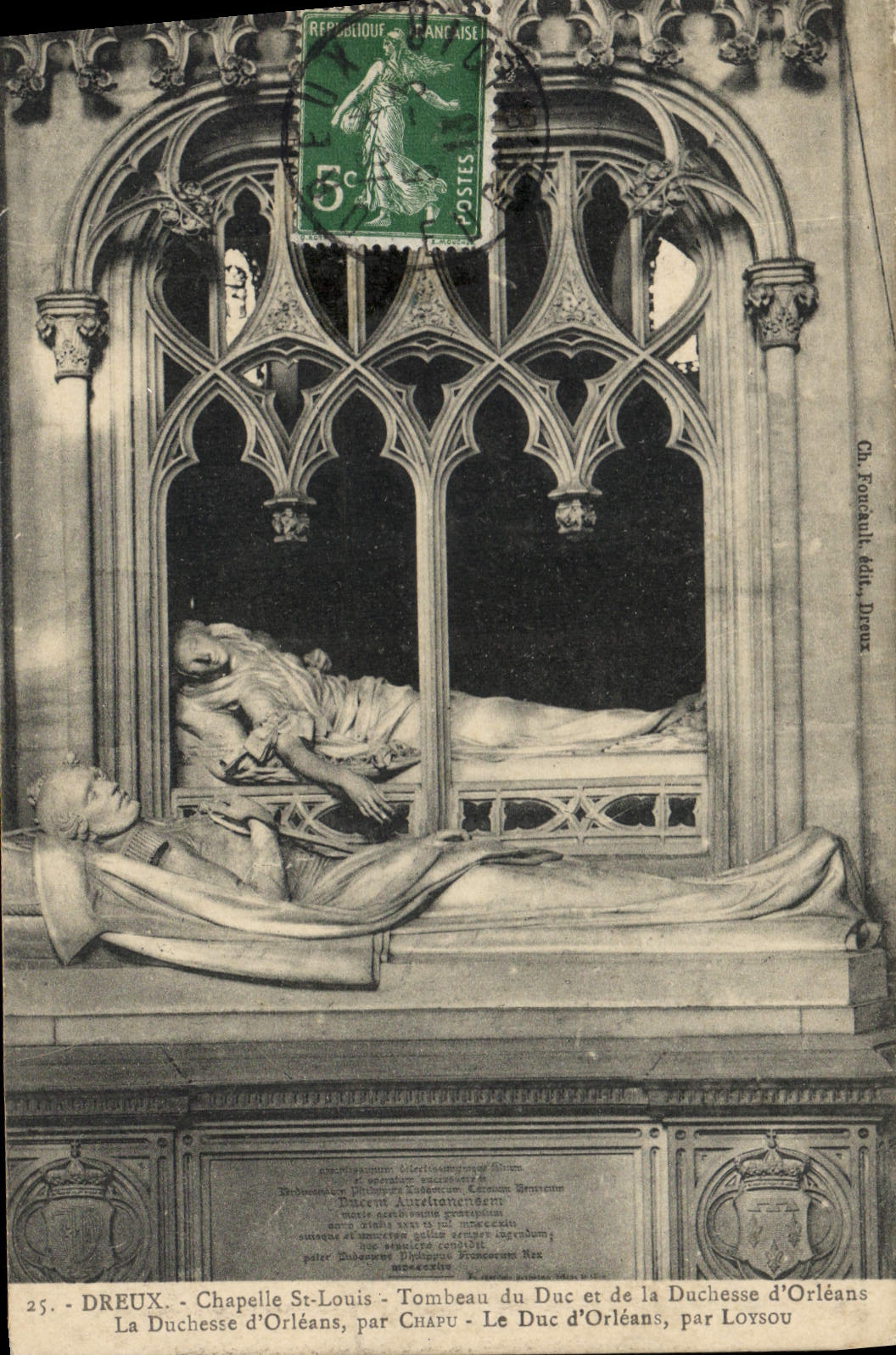 Dreux - Chapelle Saint-Louis - Tombeau du Duc et de la Duchesse d'Orléans — Ch. Foncault édit. Dreux