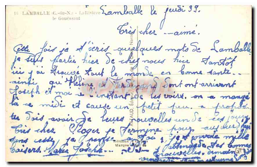 CPA Lamballe La Riviere le Gouessant  — Rückseite