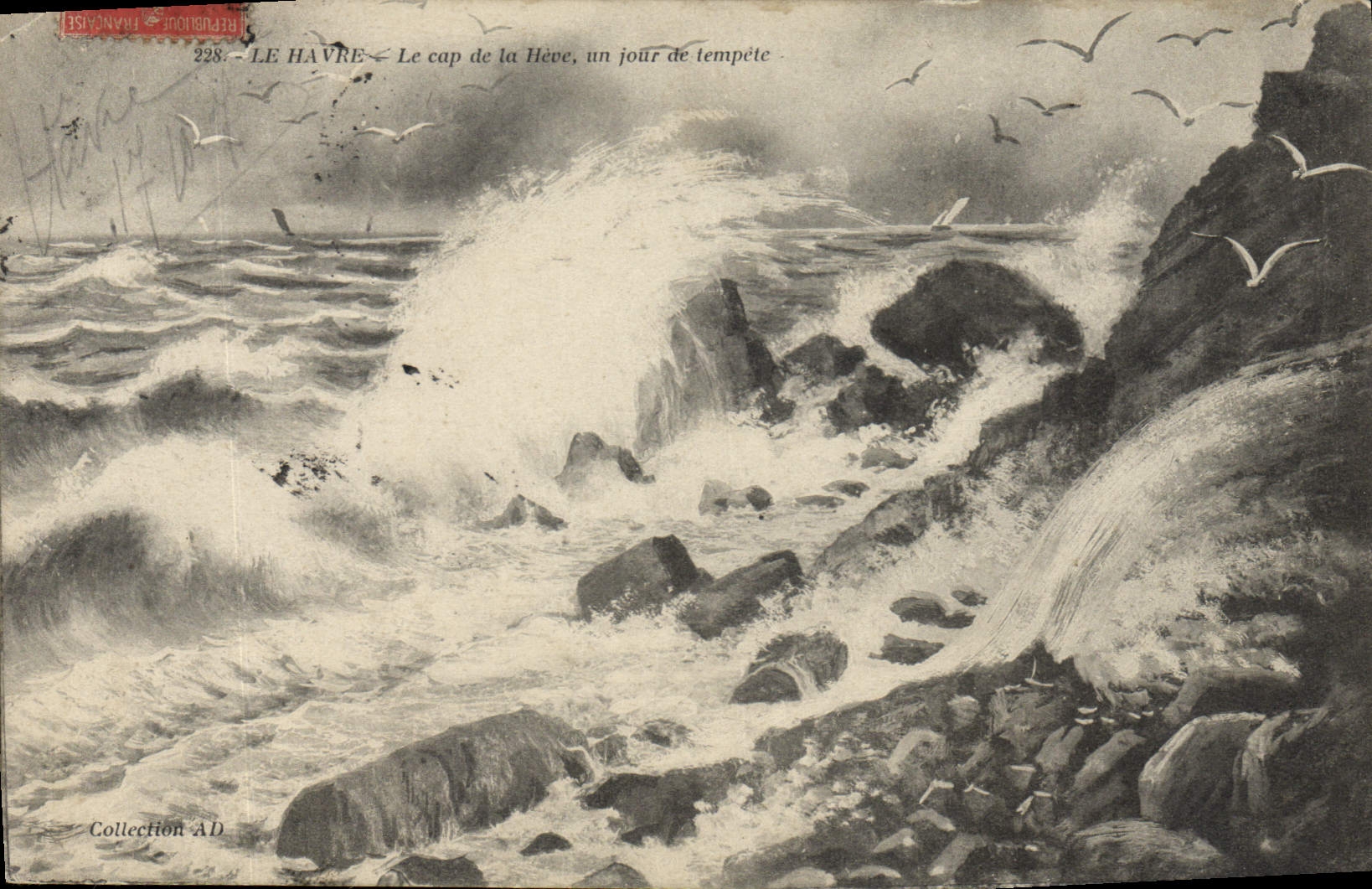 CPA Le Havre Le Cap de la Heve un jour de tempete 