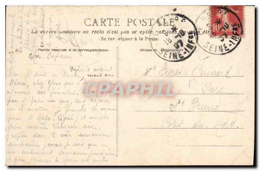 CPA Le Havre Le Cap de la Heve un jour de tempete  — Rückseite