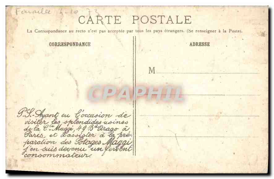 CPA Paris L'Eglise de la Madeleine Publicite Maggi — Rückseite