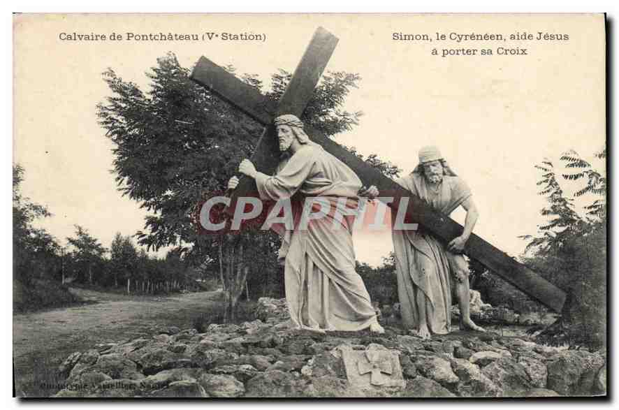CPA Calvaire de Pontchateau V Station Simon  le Cyreneen aide Jesus a porter sa Croix 