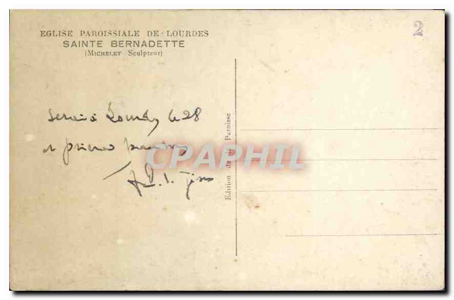 CPA Eglise Paroissiale de Lourdes Sainte Bernadette  — Verso