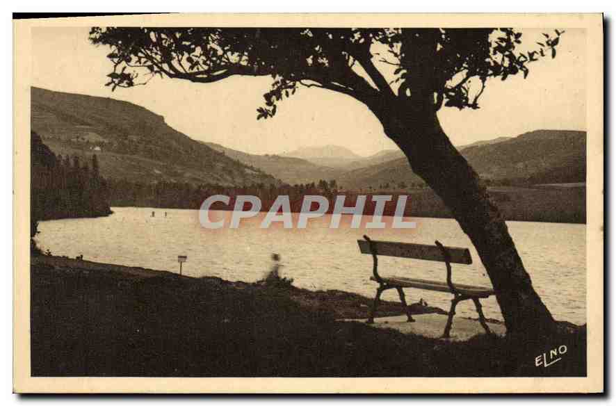 Lac d'Issarlès (Arlèche) — paysage contre-jour, perspective du Mézeno — Édition d'Art Léon Margerit, n° 10596