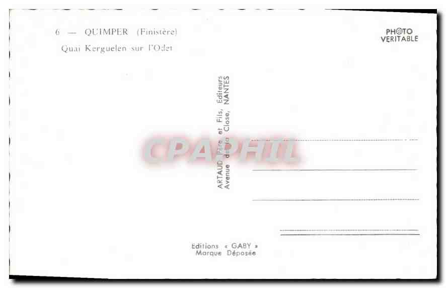 CPM Quimper Finistere Quai Kerguelen sur l'Oder  — Rückseite