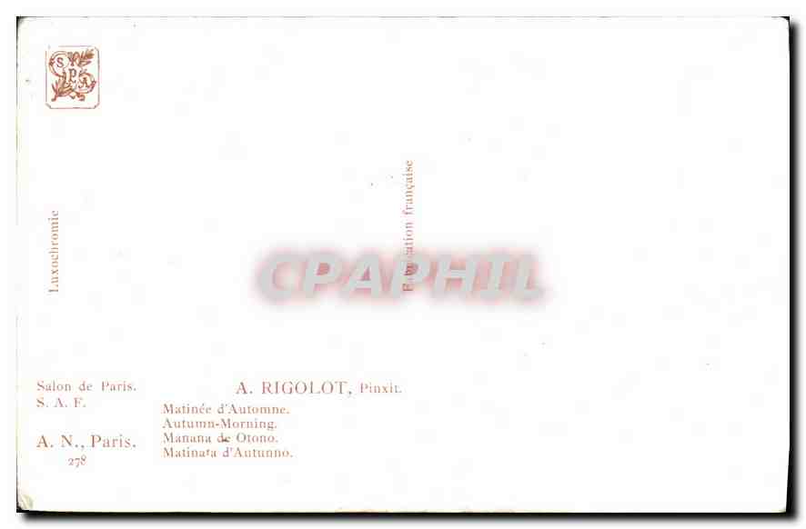 CPA A Rigolot Pinxit Matinee d Automne  — Rückseite