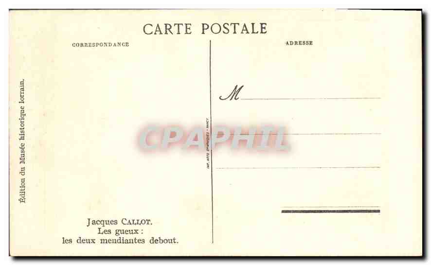 CPA Jacques Callot Les gueux lex deux mendiantes debout  — Rückseite