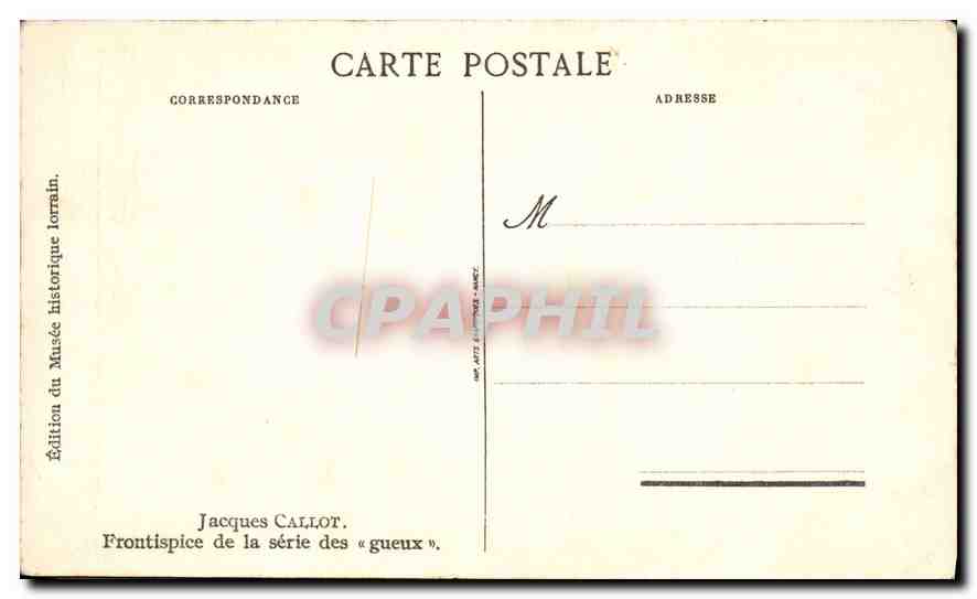 CPA Jacques Callot Frontispice de la serie des gueux  — Rückseite
