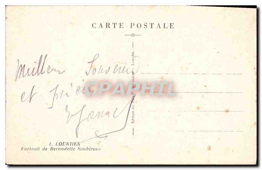 CPA Lourdes Portrait de Bernadette Soubirous  — Rückseite