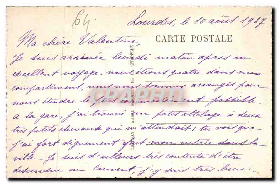 CPA Les Pyrenees Lourdes La Grotte  — Verso