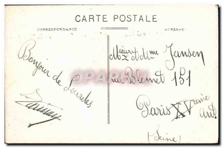 CPA Lourdes Gare et le Funiculaire du Pic du Jer  — Verso