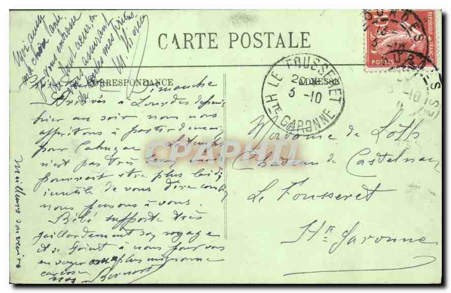 Lourdes — Le Château et la Vierge couronnée — LL. — Verso