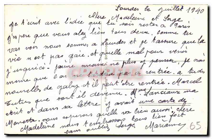 CPA Lourdes Le Chateau Fort et les Montagnes  — Verso